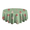 thumbnail image 5 of Green Christmas Tree Pattern Round Tablecloth 60"x60",Wrinkle Wipeable Table Cloth for Kitchen Dining Room Picnic Patio Party, 5 of 6