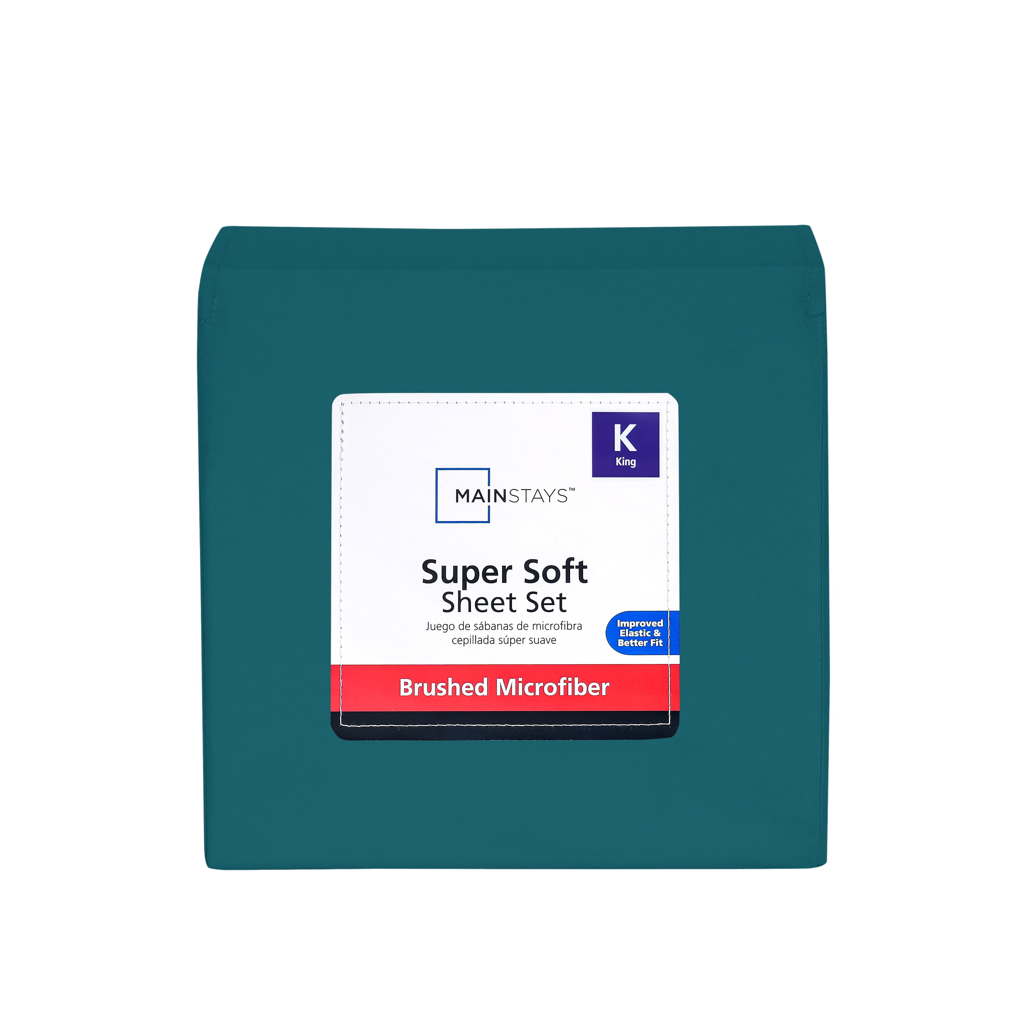 Mainstays Super Soft Brushed Microfiber Bed Sheet Set, Dark Teal, King, 4 Piece