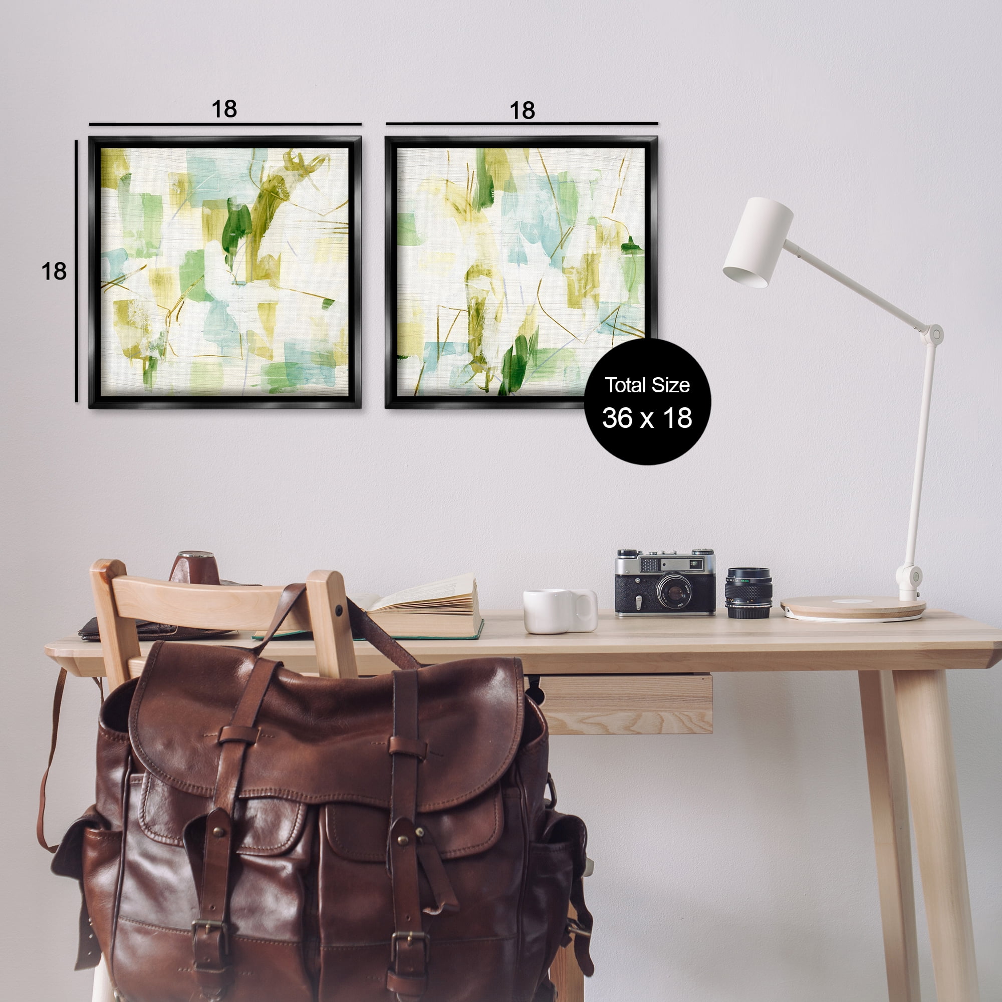Stupell Industries Abstract Chaotic Patterns Abstract Painting Black Floater Framed Canvas Art Print Wall Art, 18 x 18, Set of 2