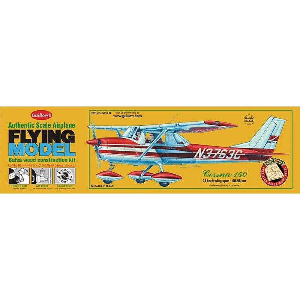 Flying Balsa Wood Model Airplane Kit, Guillow's Cessna 150, Aviation