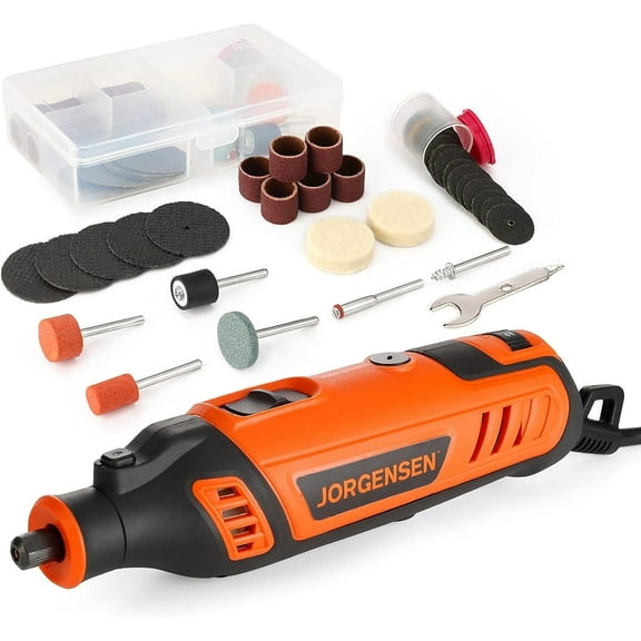 JORGENSEN 1.6 Amp Rotary Tool Kit with 51 Accessories, 6-Speed Power Tool for Crafting, DIY, and Home Use, 120V
