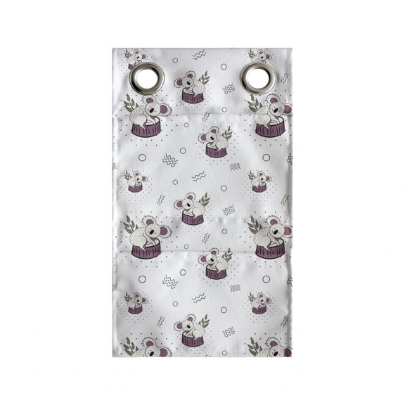 Animal Hanging Pocket Organizer, Bear Koalas Pattern on a Plain Background, Printed Polyester Storage Bag with Pockets, 9" x 27", White Mauve Taupe