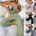 thumbnail image 3 of Women Pajama Set Women Casual Two-piece Set Women's Summer Pajamas Set with Low-cut V Neck Tank Top High Elastic Waist Trousers, 3 of 4