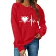 thumbnail image 2 of YUNAFFT Valentine's Day Print Women's Casual Sweatshirt Round Neck Long Sleeve Soft Brushed Fleece Comfort Pullover Top, 2 of 6