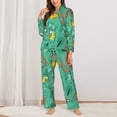 thumbnail image 2 of Fotbe Funny Animals in Jungle Pattern Long Sleeve Pajama Set for Women,Sleepwear Set,2-piece Loungewear Set,Soft PJs Comfy Nightwear with Pockets -X-Large, 2 of 7
