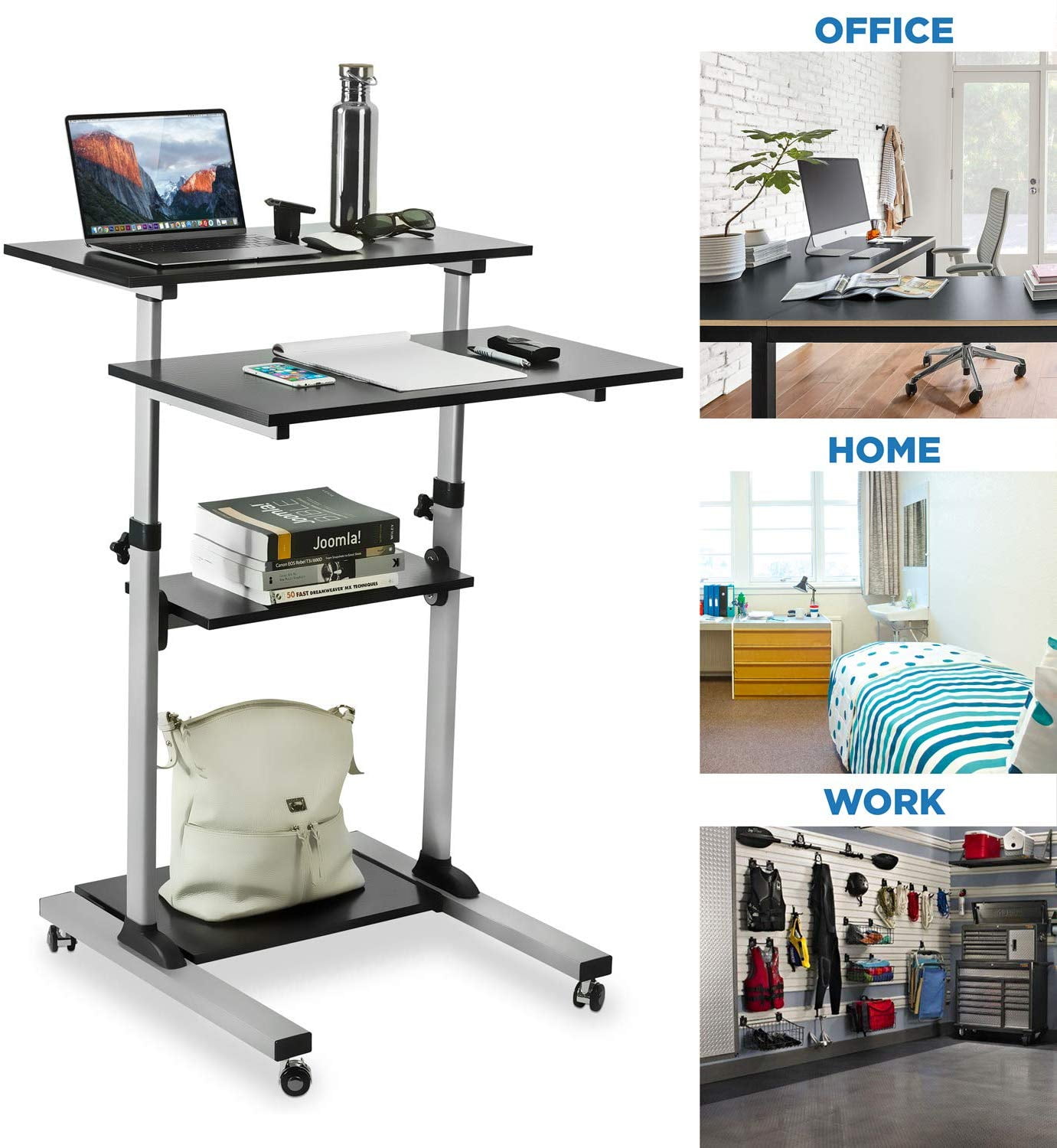 Ccdes Mobile Standing Desk Height Adjustable Stand Up Computer