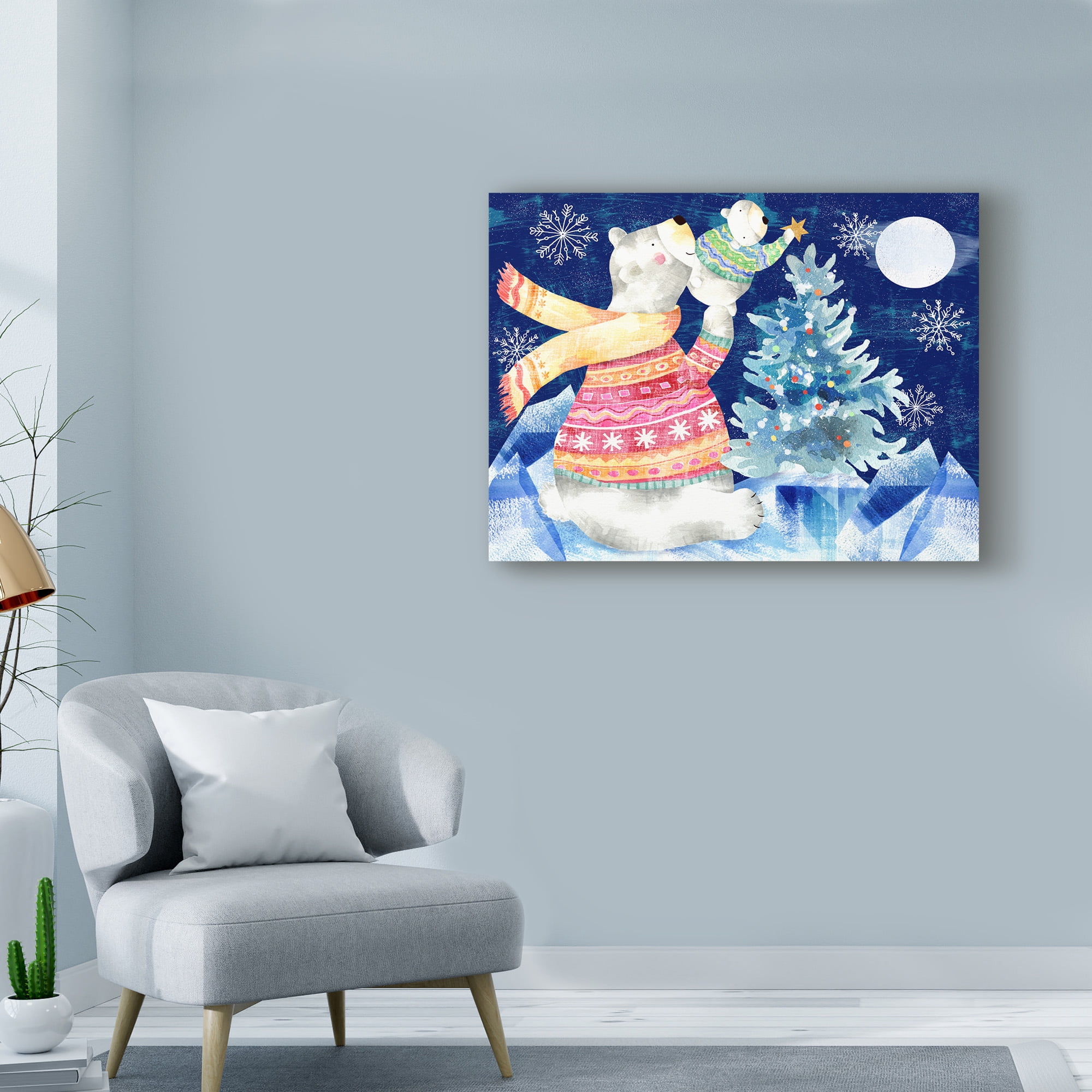 Trademark Fine Art 'Polar Bear Xmas' Canvas Art by Lisa Powell Braun