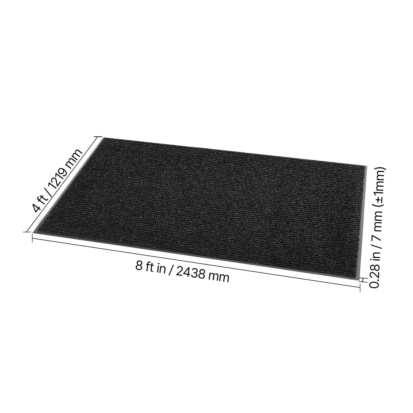 KFFKFF Durable Front Door Mat, 8 x 4 ft Industrial Floor Mat for Indoor and Outdoor Use, Striped Carpet with PVC Backing, Washable Entry Rug for Hallway, Balcony, Garage, Grey
