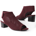 thumbnail image 7 of J. Adams Maddie Booties for Women - Peep Open Toe Low Block Chunky Heel Hook & Loop Strap Sandals, 7 of 7