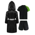 thumbnail image 2 of iiniim Kids Boys Boxing Uniform Long Satin Hooded Cloak Boxing Robe with Training Tarcksuit Set Green 10, 2 of 5