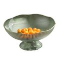 thumbnail image 1 of Plastic Footed Fruit Plate with Draining Hole Detachable Base Household Living Room Coffee Table Fruit Candy Snack Display Plate Green, 1 of 4
