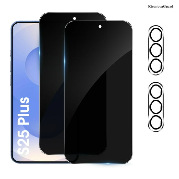 [2 2 Pack] KisonovaGuard Compatible with Samsung Galaxy S25  / S25 Plus Privacy Screen Protector with Camera Lens Protector