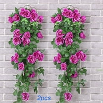 Gmogad Artificial Rose Garland 2-Pack - 36 Inch Fake Flower Vine for Wedding Arch Home Party Decor - Hanging Floral Arrangement with 17 Roses & Leaves for Indoor Outdoor Decoration