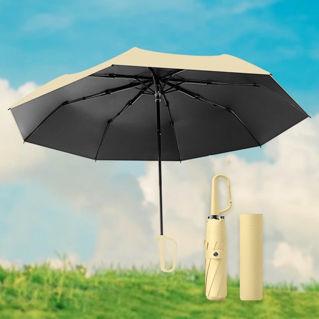 plegable de hojas, portátil, resistente al viento, con protección solar y hebilla de anillas para actividades al aire libre, viajes a la amarillo