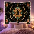 thumbnail image 2 of Ornate Sun Face with Crescent Moon Against a Starry Night, Mystical Boho for Celestial Art Lovers, Bohemian Wall Decor Housewarming Gift, Tapestry Wall Hanging for Bedroom and Living Room, 2 of 7