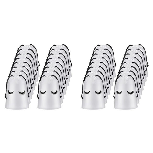 100 Piezas Bolsas de Cuidado Posterior de Pestañas Bolsas de Maquillaje de Plástico de Maquillaje Cosmético Viaje con Cordón Blanco,S