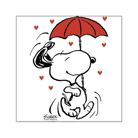 CafePress - Snoopy On Heart Sticker - Square Sticker 3" x 3"