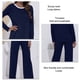 thumbnail image 4 of Pijama de manga larga cómodo para mujer, color azul oscuro, transpirable, suave y lavable a máquina, escote redondo, corte holgado, talla XL, 4 of 5