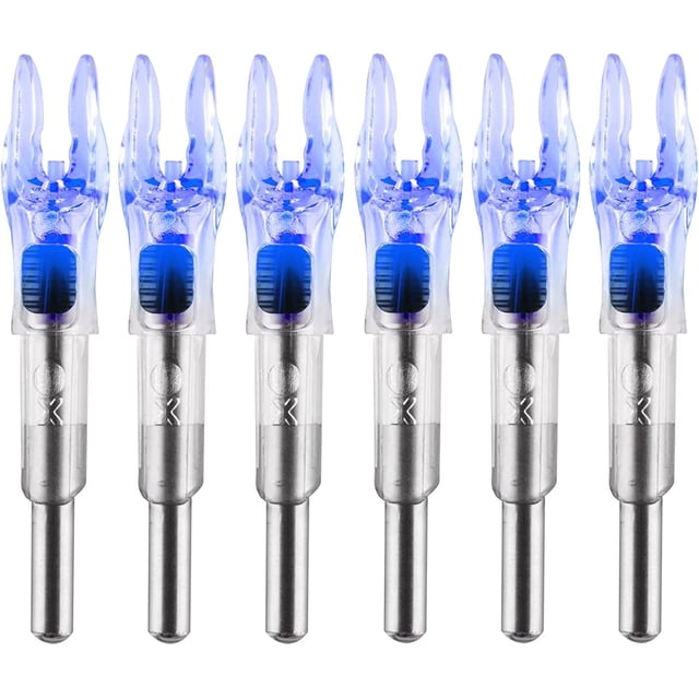 6PCS X Lighted Nocks for Arrows with .204 .233 .244 .246 Inside Diameter with H, S, GT Bushings High-Visibility LED Arrow Nocks, ON/Off Switch Included