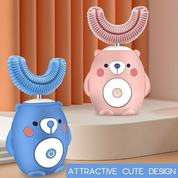 Cepillo de dientes eléctrico ultrasónico para niños, cabezal de cepillo de silicona suave, cepillo de dientes blanqueador en forma de U, diseño inteligente para niños 6 modos inteligentes Ormromra 222286-2 | Bodega