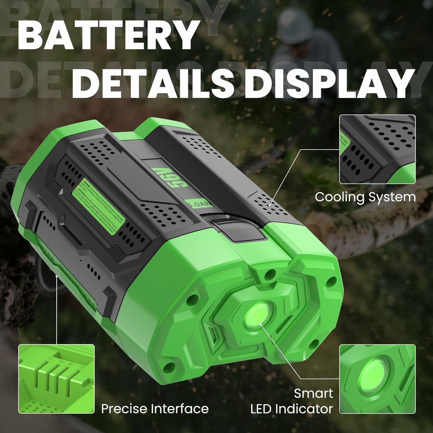2 Packs 5000mAh High Capacity Replacement for EGO 56V Lithium-ion Battery Compatible with EGO 56 Volt 5.0Ah Battery BA2800T BA4200T BA1400 BA5600T LB6504 LB5804 LB6500 LB4800 Power Tools
