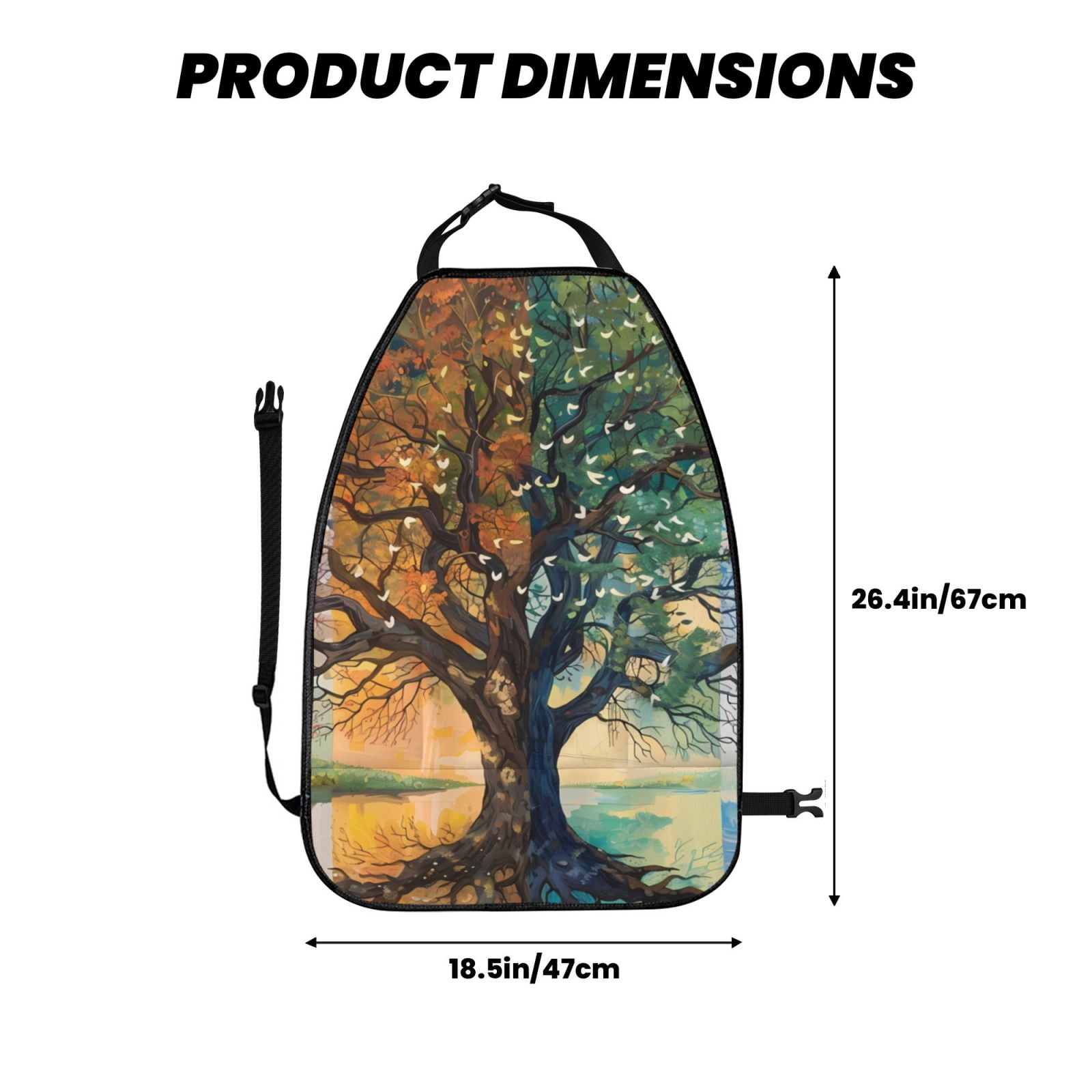 Xecao Seasonal Tree Reflection Pattern Car Seat Back Protector 2 Pack Large Capacity Pocket, Kick Mats Back Seat Protector