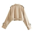 thumbnail image 2 of Women Long Sleeves Cropped Trench Jacket Cropped Lady Casual Loose Coats Spring, 2 of 6