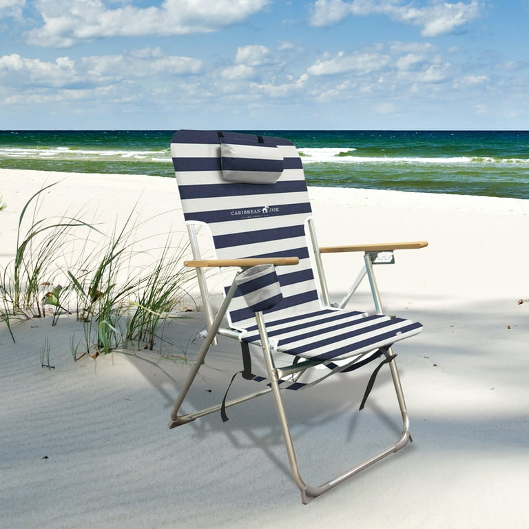 Caribbean Joe 4 Position Folding Beach Chair 300lb Capacity Backpack Straps Walmart