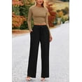 thumbnail image 5 of PRETTYGARDEN Women's 2 Piece Loungewear Long Sleeve Crop Top Wide Leg Palazzo Pants Set Tracksuits Casual Outfit, 5 of 10