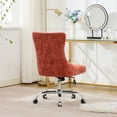 thumbnail image 3 of Home Office Chair with Wheels & Silver Base,Cute Chenille Fabric Makeup Vanity Chair with Tufted Back for Bedroom,Upholstered Adjustable Swivel Comfy Desk Chair for Girls Women,Orange, 3 of 8