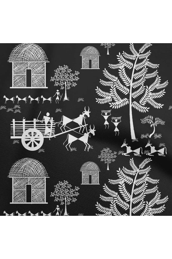 GeorgetteViscoseBlackFabricAsianFloralBlockQuiltingSuppliesPrintSewingFabricByTheYard42InchWide