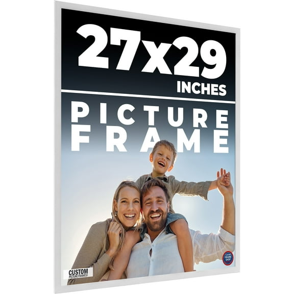 27x29 Frame White Solid Wood Picture Frame Includes UV Acrylic Shatter Guard Front, Acid Free Foam