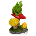 thumbnail image 3 of Alpine Corporation Solar Frog Sitting on Mushroom Statue with LED Lighted Eyes, 3 of 5
