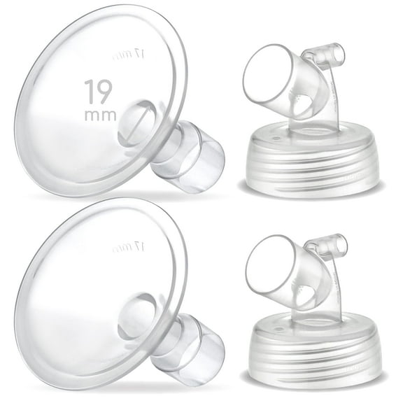 Maymom Two-Piece Wide Neck Pump Parts for Spectra S1/S2 Pumps; Incl Wide Mouth Flanges; Not Original Spectra Flange (19 mm Two Flanges)