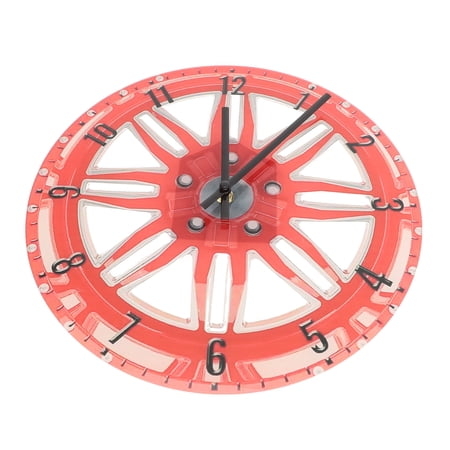 GETAJGHSD Modern Red Car Wheel Wall Clock Silent Movement for Living Room and Bedroom Walls