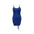 thumbnail image 5 of Uhndy Women Sexy Summer Club Dress Ruched Sleeveless Drawstring Mini Bodycon Club Party Plus Size Dress blue 2XL, 5 of 5