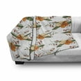 thumbnail image 3 of Floral Soft Flannel Fleece Blanket, Vintage Art Pattern Highly Detailed Blooming Flower Sketches Pattern, Cozy Plush for Indoor and Outdoor Use, 70" x 90", White Orange Olive Green, by Ambesonne, 3 of 6
