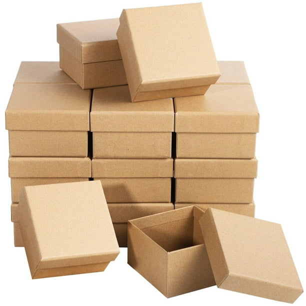 24Pcs Paper Mache Boxes, Square Small Gift Boxes with Lids, 3.9