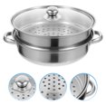 thumbnail image 3 of Casserole Vapeur en Acier Inoxydable Design Poignée Cuiseur Vapeur Double Couche, 3 of 9