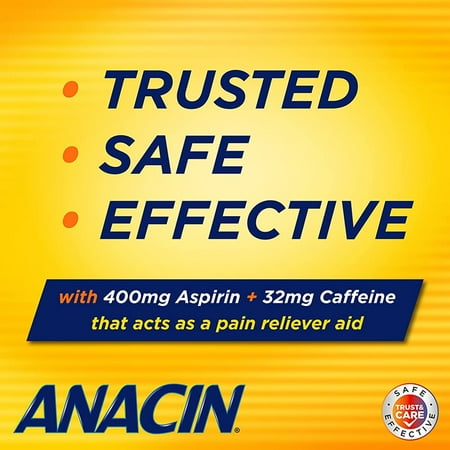 Anacin Fast Pain Relief Pain Reducer Aspirin Tablets, 300 Tablets