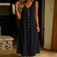 thumbnail image 6 of Horkkom Maxi Dresses for Women V Neck Sleeveless Solid Color Linen Dress Loose Casual Long Dresses with Pockets, S-3XL, 6 of 8