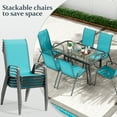 thumbnail image 6 of Pirecart 7 pcs Outdoor Dining Set, Patio Table and Chairs Set with Umbrella Hole, Widened Table and Stackable Textilene Chair for All Weather, Deck, Garden, Party, Sky blue, 6 of 11