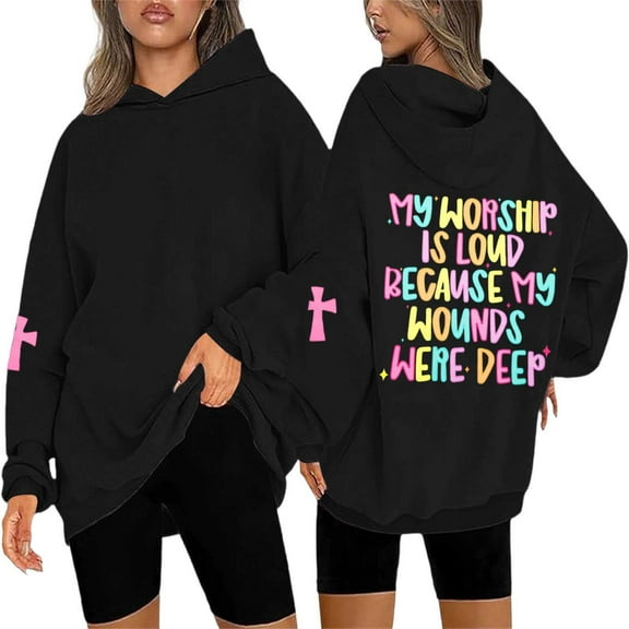 Christian Hoodies for Women Oversized Jesus Faith god Letter Print Hooded Sweatshirts Religious Inspirational Pullover