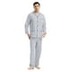 thumbnail image 1 of GLOBAL Conjuntos de Pijamas de Algodón para Hombre, Ropa de Dormir de Manga Larga con Botones, Ropa de Dormir Cómoda, Conjunto de Pijama Suave con Rayas Azules y Grises 3XL, 1 of 7