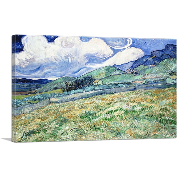 ARTCANVAS Wheat Field Behind Saint-Paul 1889 Canvas Art Print by Vincent Van Gogh - Size: 26" x 18" (0.75" Deep)