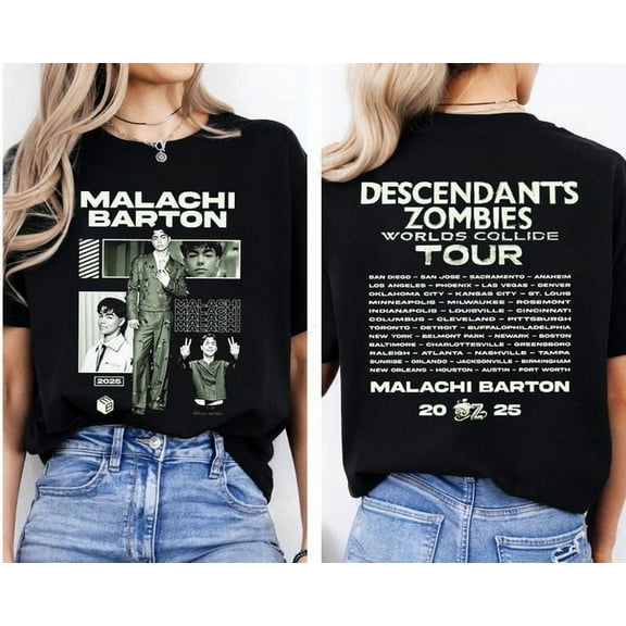 Unisex Malachi Barton Descendants Zombies Worlds Collide Tour Two Sides T-Shirt, Sizes S-5XL, Tbun