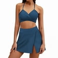 thumbnail image 1 of DPTALR Womens Plaid Two Piece Swimsuits Bandage Bathing Suits Roudn Neck Blackless Swimwear, 1 of 6
