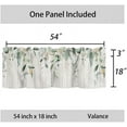 thumbnail image 3 of Sage Green Eucalyptus Leaf Kitchen Curtains Valances for Windows Spring Summer Watercolor Leaves Rod Pocket Valance 1 Panel Short Toppers Curtain 54x18 Inch for Bedroom Bathroom Living Room Decor, 3 of 6