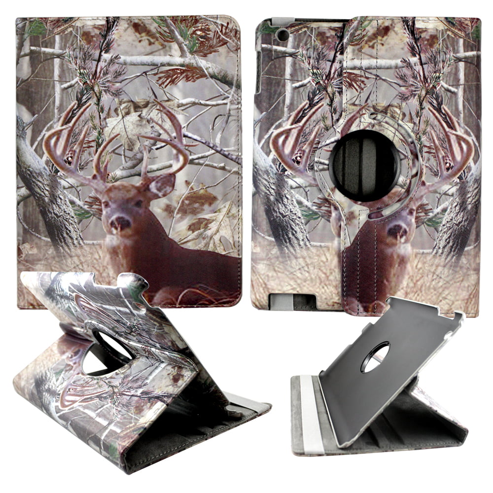 Camo Tail deer Apple Ipad 2 / 3 / 4 PU Leather Folding Tablet 360 Rotating  Case Cover Attractive Hard Phone Case Snap-on Cover Rubberized Touch 
