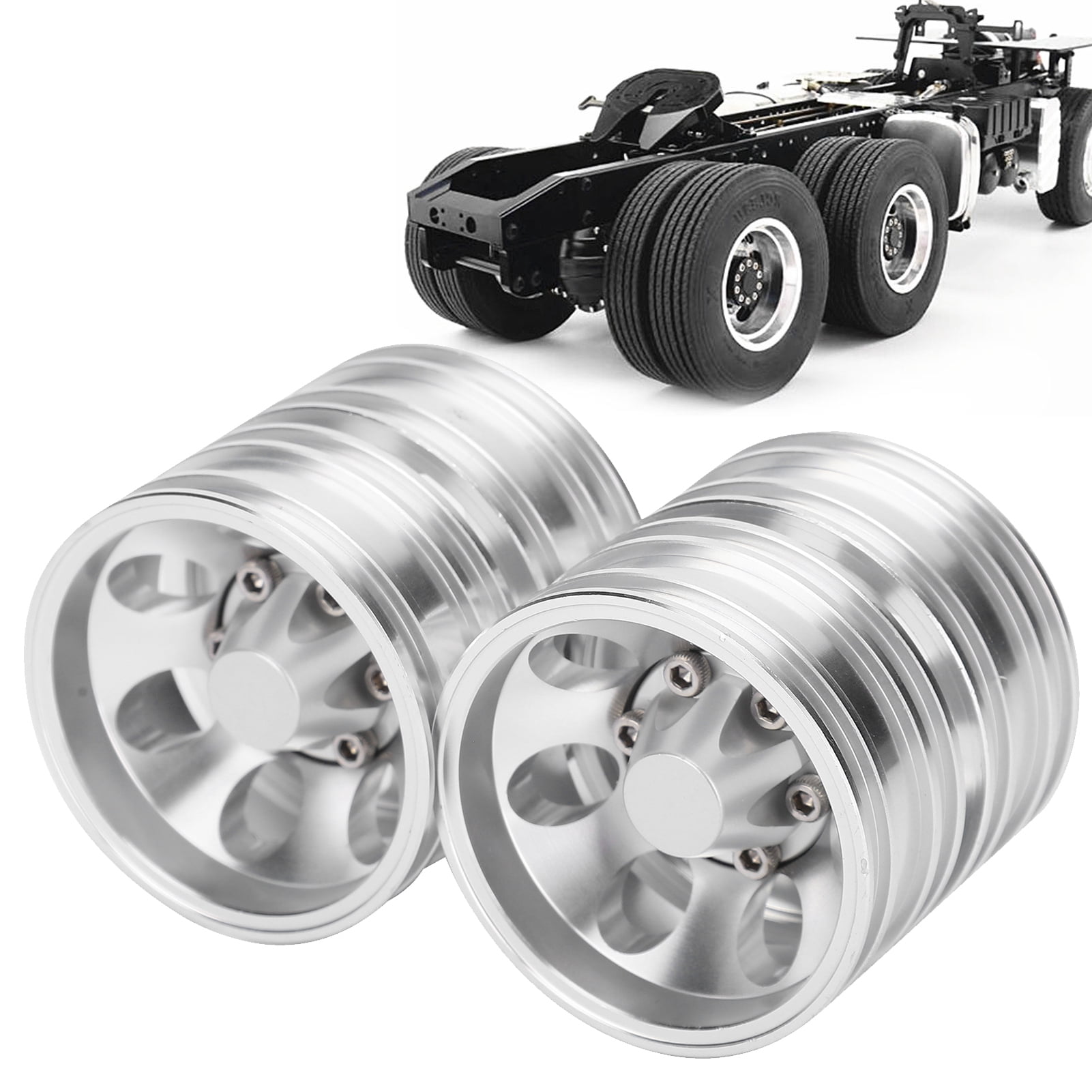 Aluminum Alloy RC Car Wheel Rims – 7-Spoke Rear Wheels For 1/14 Scale Tractor Truck Upgrades & Accessories - View #7